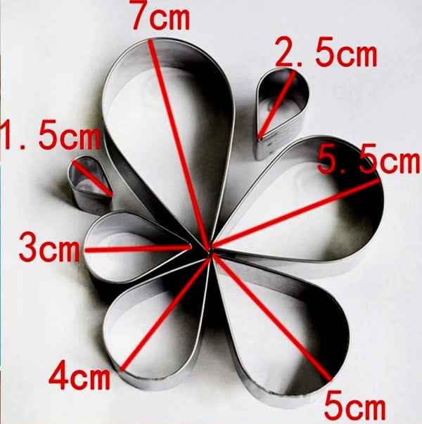 Petali Fiore. Stampo Universale. 7 Cutter in Metallo