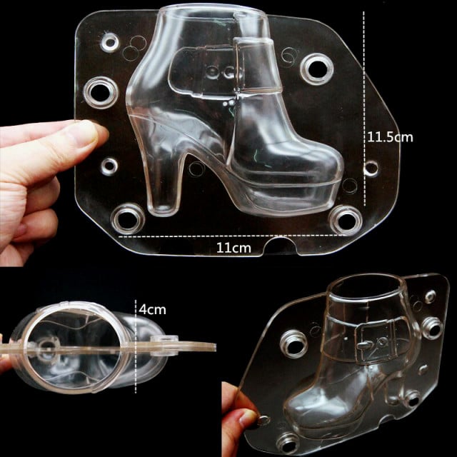 Heeled Boot. Double 3D Chocolate Mold in Hard Polycarbonate.