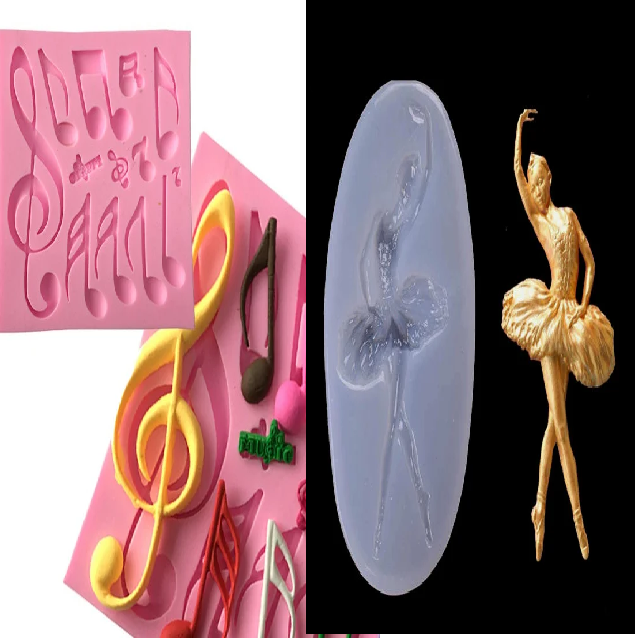 BALLERINA E MUSICA. stampi in silicone e tagliapasta.