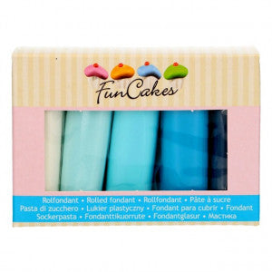 5 Colors: Pastel Blue, Baby Blue, Sea Blue, Denim Blue, and Bright White. Sugar Paste. Gluten-Free.