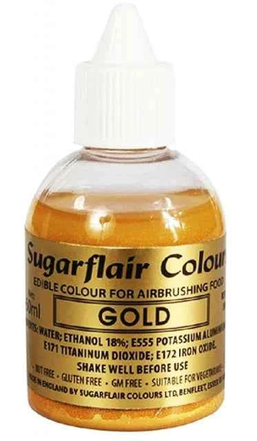 Oro  60 ml. Colorante liquido anche per Aerografo. Sugarflair
