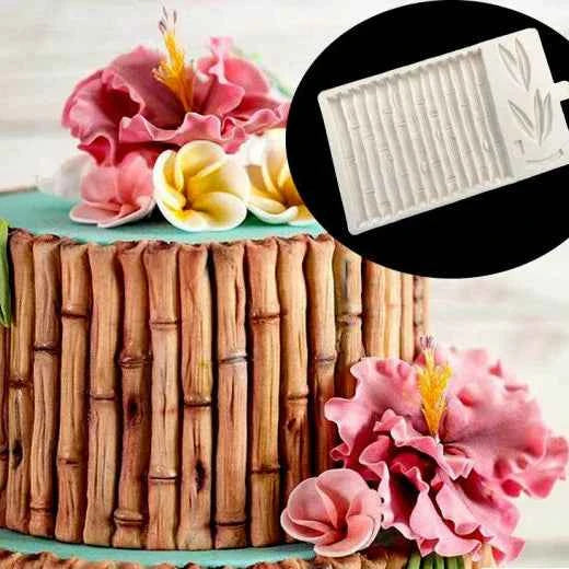 Bamboo venature Legno Steccato con foglie. Stampo in silicone