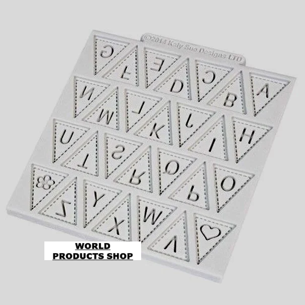 Alfabeto con Lettere e Bandierine. Stampo in Silicone. Bunting Alphabet Katy Sue