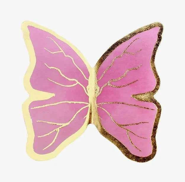 Farfalle volanti con Ali Bianche e bordi Oro. Sagoma Cake Topper