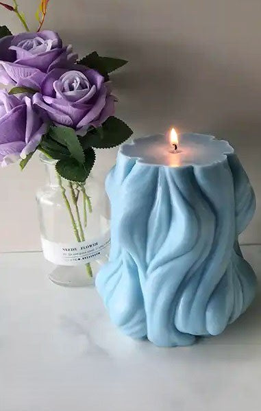 Alta Colonna di Arte Astratta e con Onde ondulate di 17.5 cm. Stampo Geometrico anche per Candele - WORLD PRODUCTS SHOP