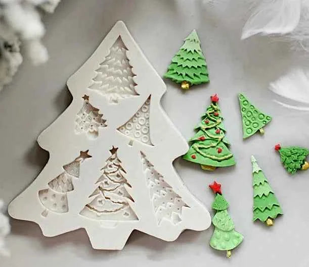 Albero di Natale. Stampo silicone con 6 Alberi