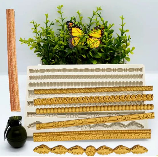 Gorgeous 7 Border Decorations. Large Silicone Mold.