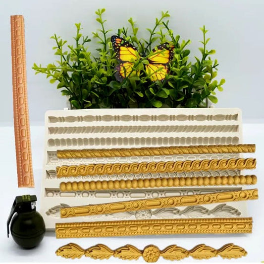 Gorgeous 7 Border Decorations. Large Silicone Mold.
