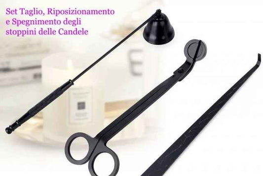 Set di 3 strumenti per il Taglio, il Riposizionamento e lo Spegnimento degli stoppini. Strumento per Candele