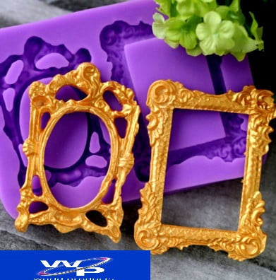 Decorated frame. Vintage Baroque. Double silicone mold.