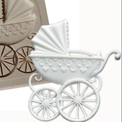 Carrozzina con ruote. Battesimo. Stampo in silicone