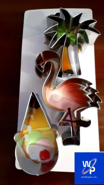 Fenicottero Palma e Gelato. Set di 3 grandi tagliapasta in metallo