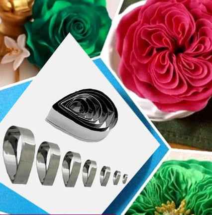 Petali Fiore. Stampo Universale. 7 Cutter in Metallo