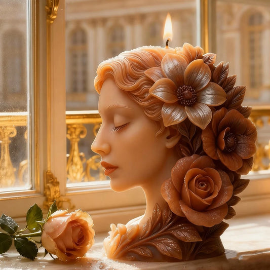 Viso Ragazza con fiori tra i capelli. Stampo in silicone per Candele