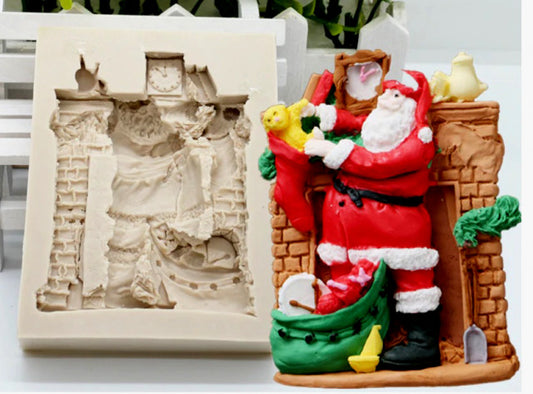 Grande Babbo Natale vicino al Camino. Santa Closet Gift Silicone Mold. Stampo silicone - WORLD PRODUCTS SHOP