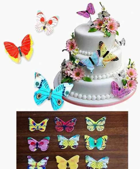 Set C. Farfalle volanti in Wafer Paper edibili. Cake Topper
