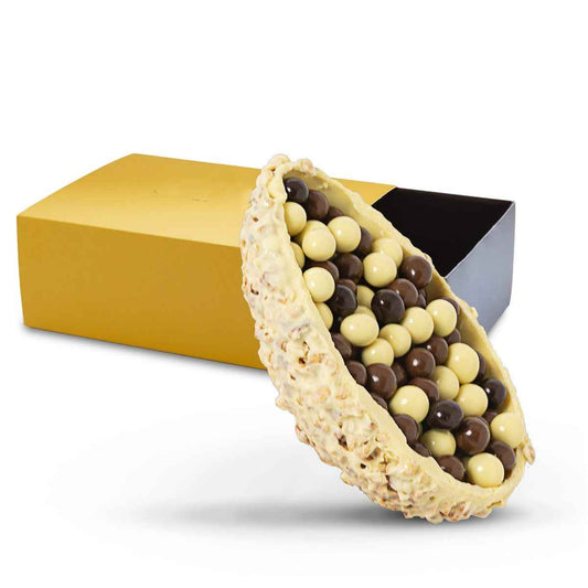 Mezzo Uovo di Pasqua farcito – Cioccolato Bianco. SENZA GLUTINE.