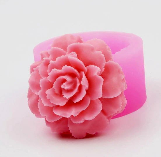 Grande Peonia decorata. Stampo in silicone anche per Candele