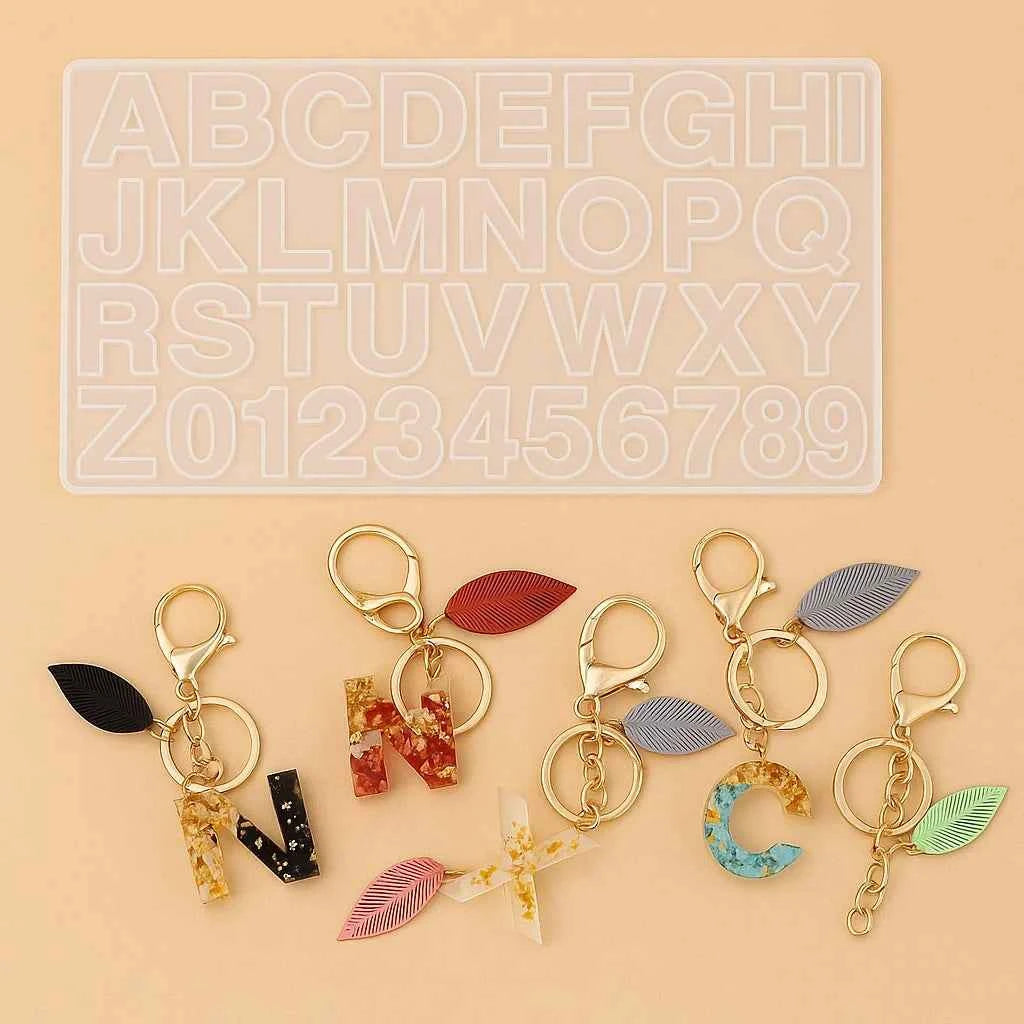 Stampo Lettere e Numeri in silicone per creare Portachiavi