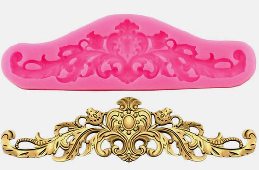 Decorazione Barocco di 14 cm. Baroque Relief Silicone Mold. Stampo Vintage in silicone