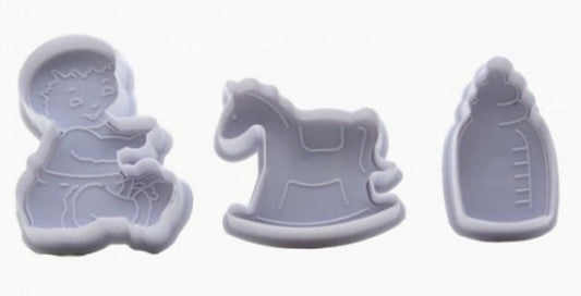 Biberon Neonato e Cavallo a dondolo. Battesimo.Set di 3 stampi ad espulsione