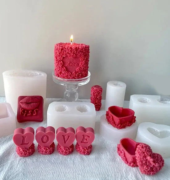 Amore e Love. San Valentino. Set di 6 Stampi in silicone anche per Candele - WORLD PRODUCTS SHOP