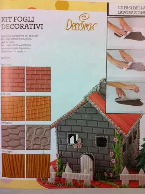 Pietra, Legno, Muro, Pelle. Kit di 4 Fogli Decorativi Decora.