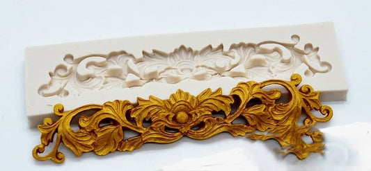 13.5 cm Vintage Baroque decorative border. Silicone mold.