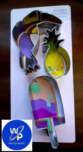 Pellicano Ananas e Gelato. Set di 3 grandi tagliapasta in metallo