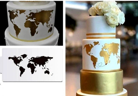 World Continents. A beautiful stencil to decorate the edge of your cake.