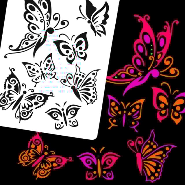 Stencil di 7 Farfalle. Per tutte le decorazioni