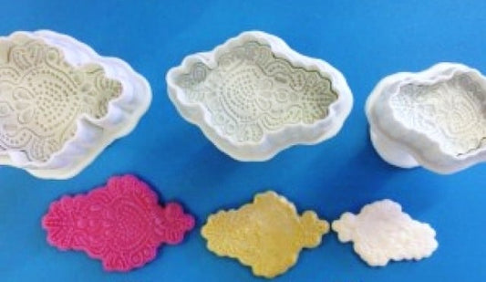 Decorazioni Pizzo e Merletti. Set 3 Stampi tagliapasta