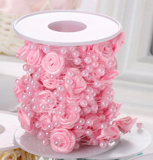 Filo Perle con Rose. 5 metri