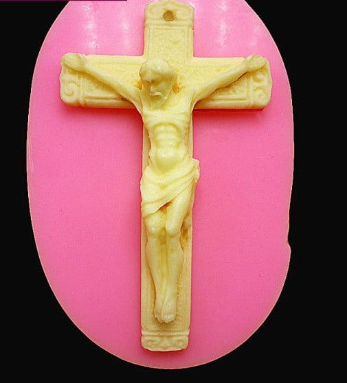 7 cm Cross with Jesus. Silicone mold.