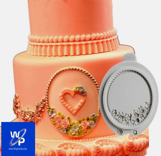 Frame decorated with roses. Vintage Baroque. Silicone mold.