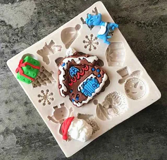 stampo Natale con 13 forme. Christmas House Tree Silicone Mold. Stampo silicone