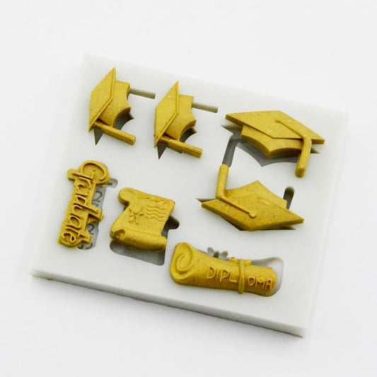 Graduation. Silicone mold with 7 designs.