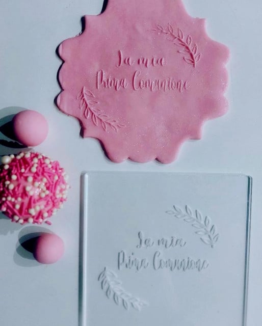 My First Communion. 10 x 10 cm. Leaf Arch. Embossed Cookie Cutter.