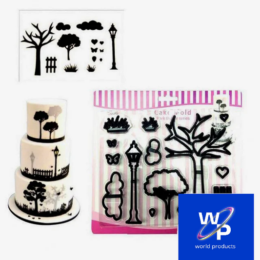 Lampione Albero Nuvole e Recinto. Stampo Parco Patchwork Cutter