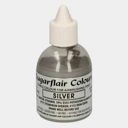 ARGENTO  60 ml. Colorante liquido anche per Aerografo. Sugarflair