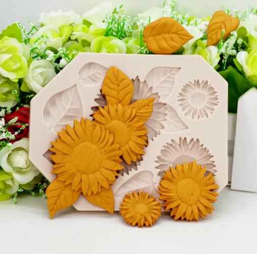 Margherita con foglie. Stampo Fiori in silicone