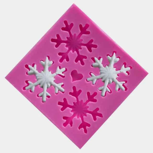 Pupazzo e Fiocco di neve Renna e Albero di Natale. Stampo silicone con 9 forme