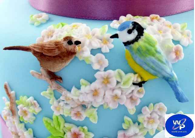 Pappagallo e Uccellini sul ramo in Fiore. Stampo in silicone