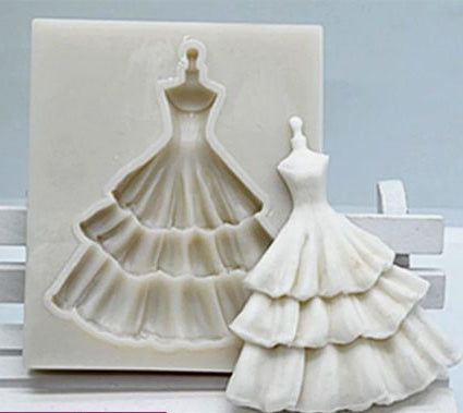 7 x 5.5 cm Wedding Dress Silicone Mold. Wedding Dress Lace Silicone Mold