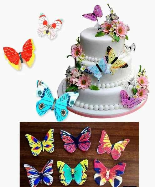 Set E. Farfalle volanti in Wafer Paper edibili. Cake Topper