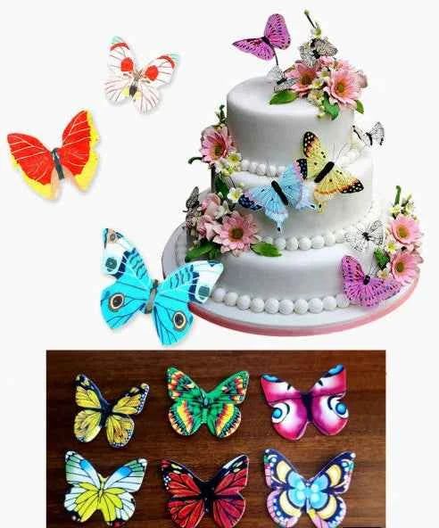 Set D. Farfalle volanti in Wafer Paper edibili. Cake Topper