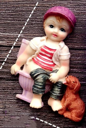 Child in Bath with Dog. Silicone Mold