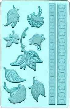 Boccioli e Fiori più 2 bordi decorativi. Stampo in silicone