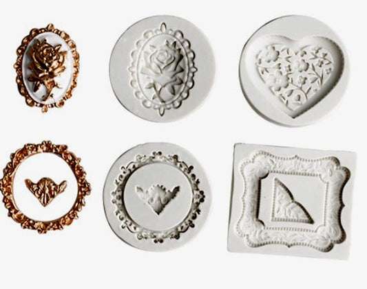 Frame tiara with 4 motifs. Vintage Baroque. Silicone mold.