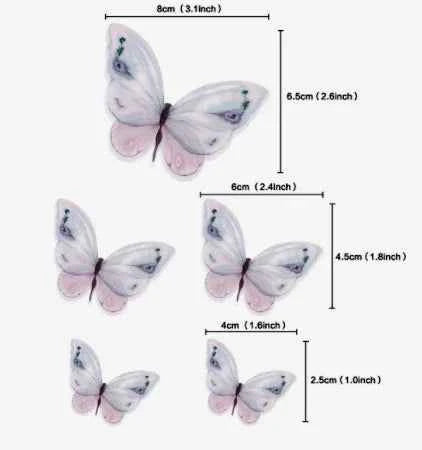 Farfalle volanti con Ali Rosa e bordi Nero. Sagoma Cake Topper